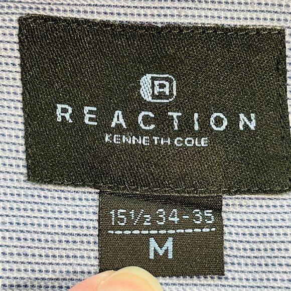 KENNETH COLE REACTION Blue Button Down Long Sleeve Dress Shirt M | 15 1/2 34-34 - Picture 7 of 9